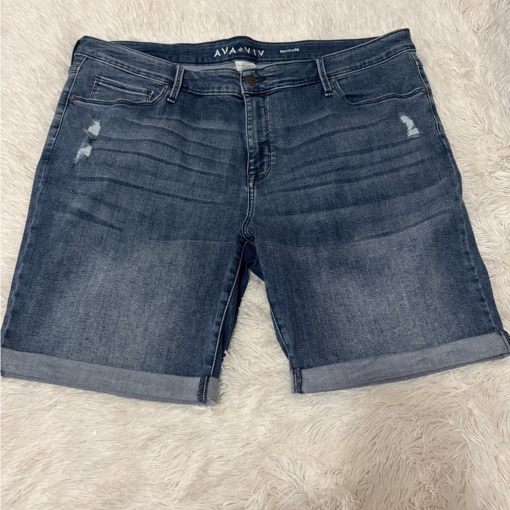 Ava & Viv Blue Bermuda Denim Shorts